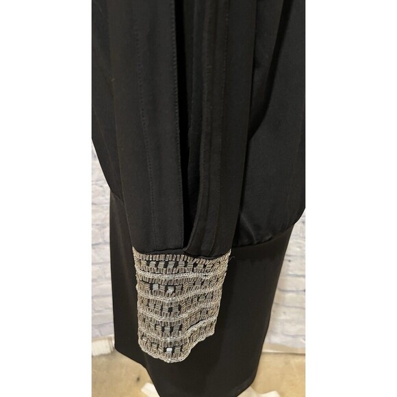 VS Moda International Women's Black beaded open back & arm stretch dress Medium - Picture 7 of 12